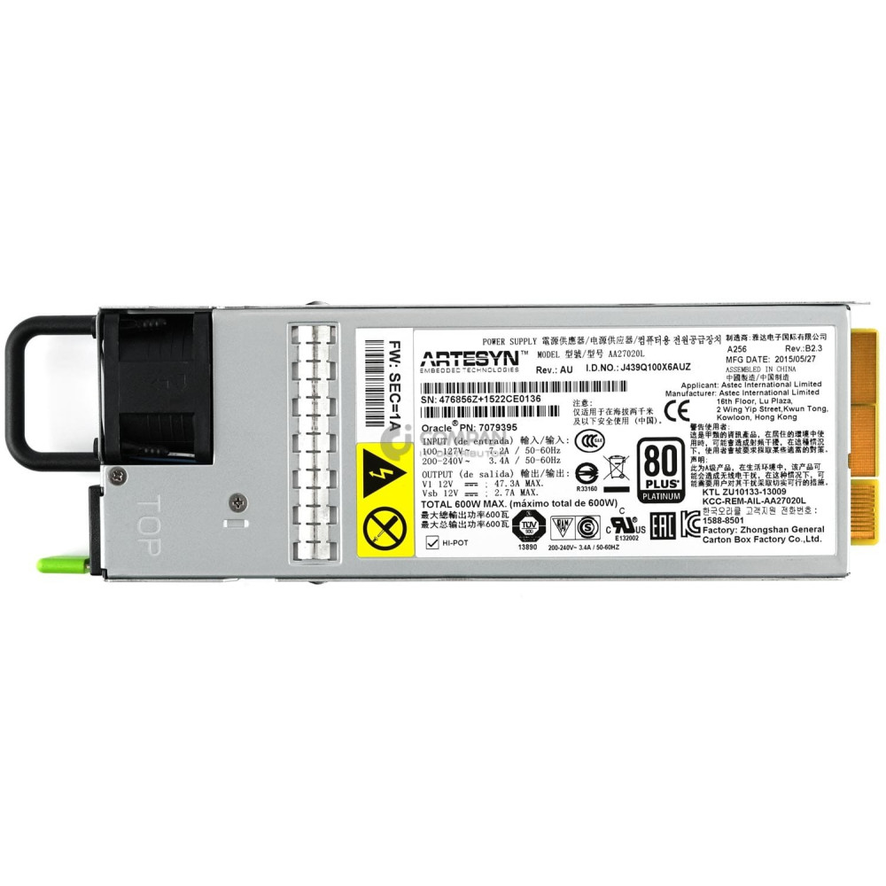 7079395 SUN ORACLE 600W AC POWER SUPPLY PLATINUM FOR SUN ORACLE X3-2 X4-2 X5-2